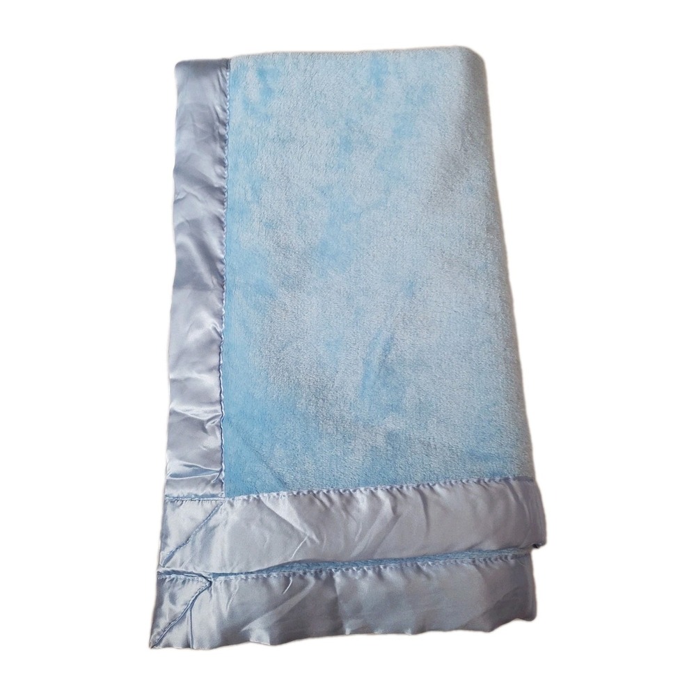 Walgreens Solid Blue Baby Blanket Satin Trim Super Soft Unisex Lovey 30x40‎